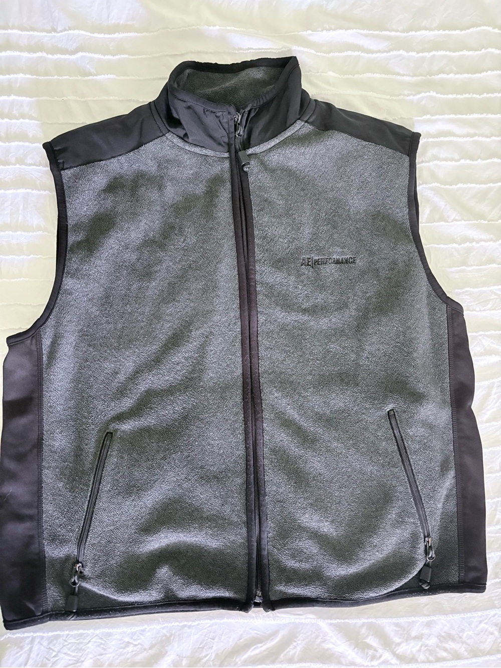 AE Performance Fleece Vest Olive 4-Pocket (As-Is Minor Flaw)